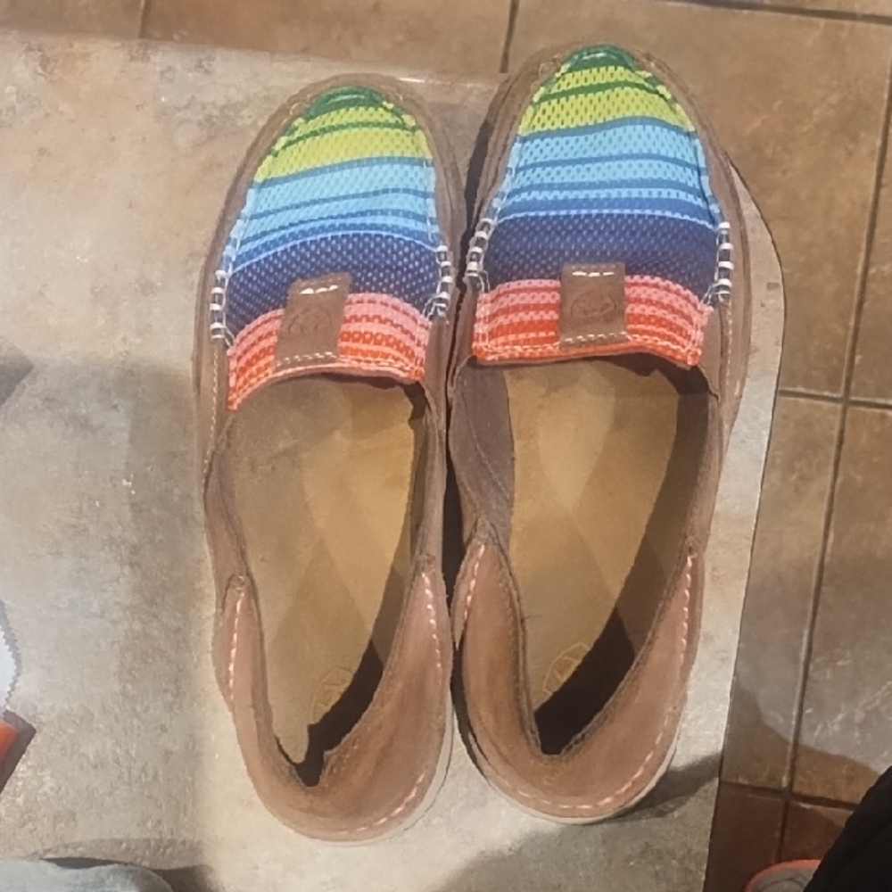 #0116 Ariat Kids Shoes with Multicolor Stripes